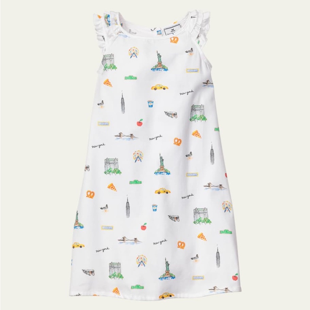 White Kids' New York Print Nightgown